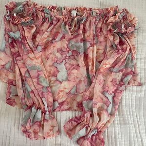 Strapless long sleeve floral shirt